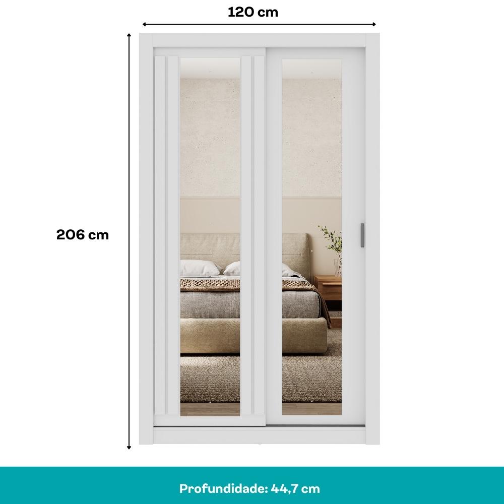 Guarda Roupa Solteiro 2 Portas Darvi Prime Carraro Ripado Branco