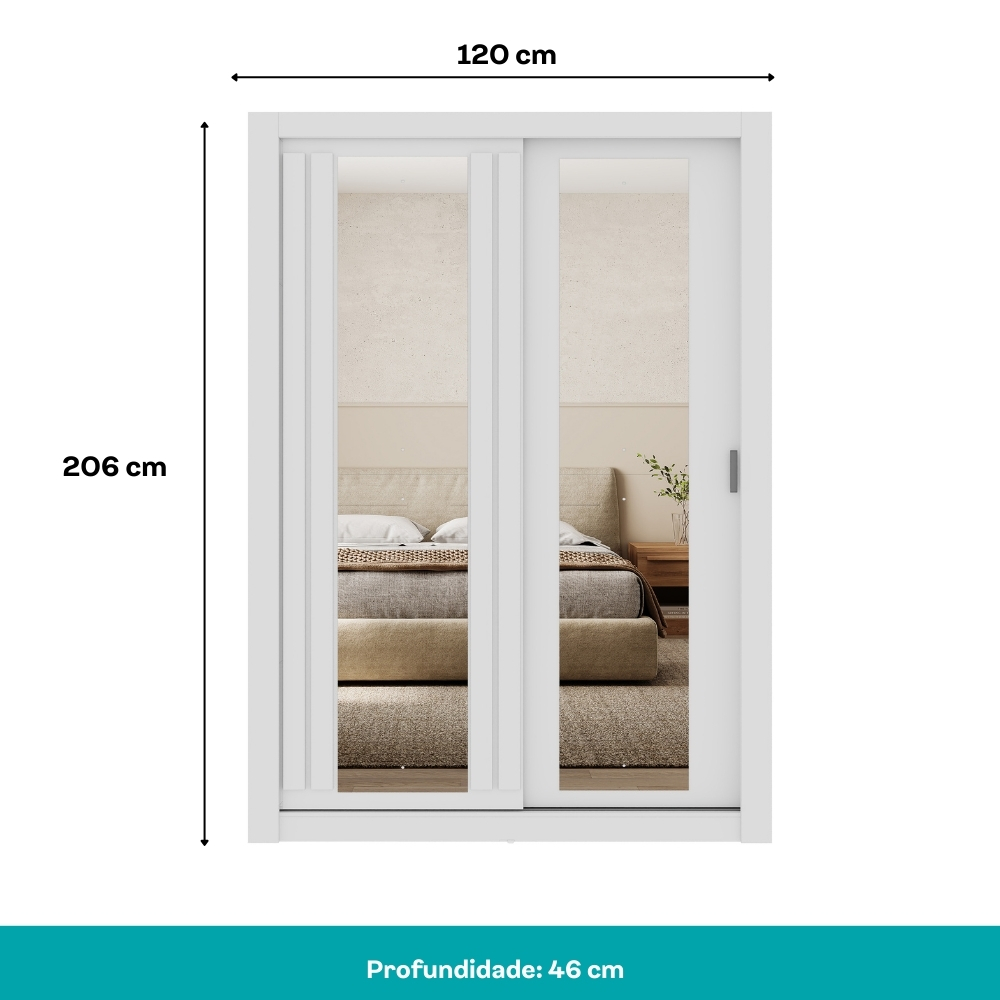 Guarda Roupa Solteiro 2 Portas Darvi Prime Carraro Ripado Branco
