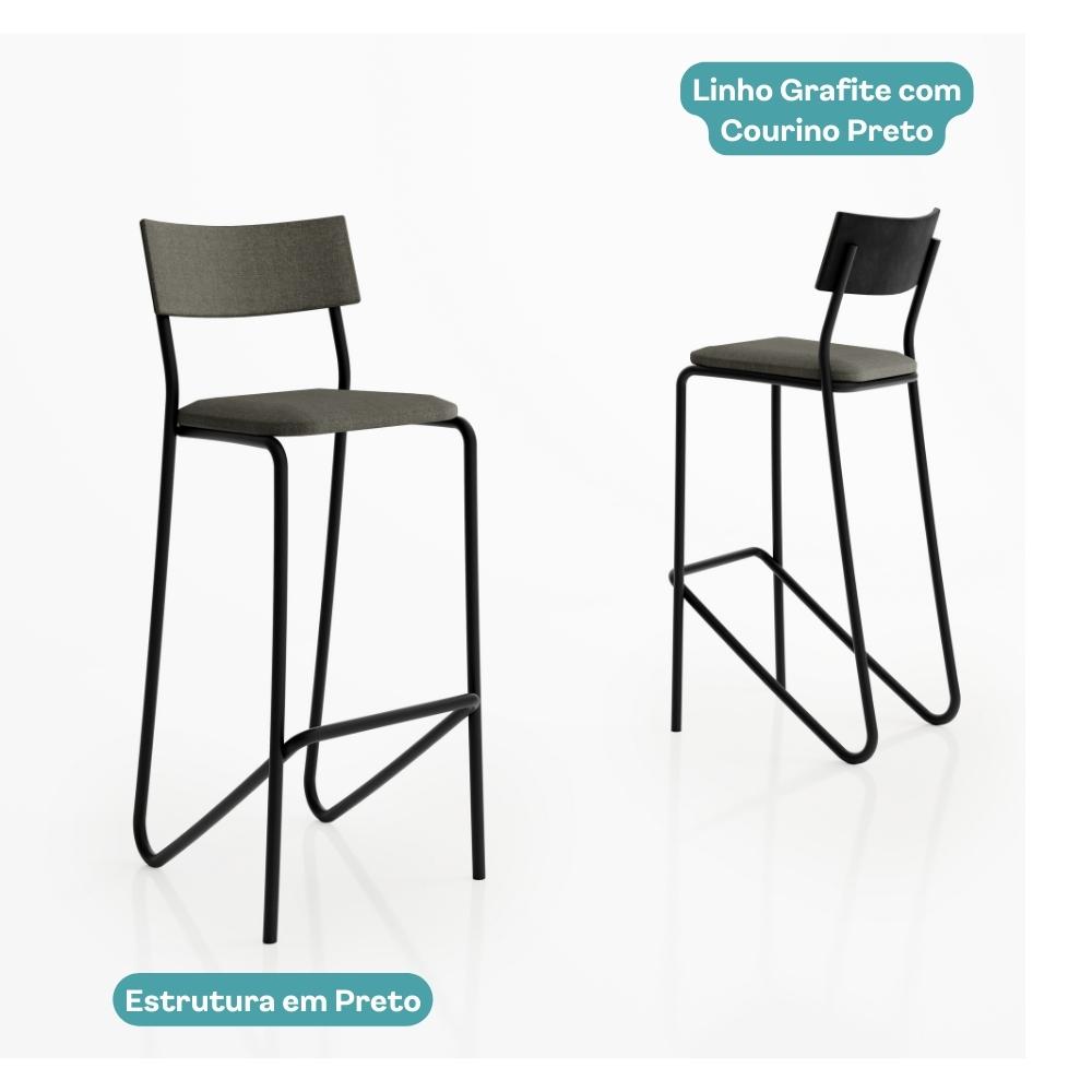 Ilha de Cozinha Milla e Banquetas Carraro Nogal Preto