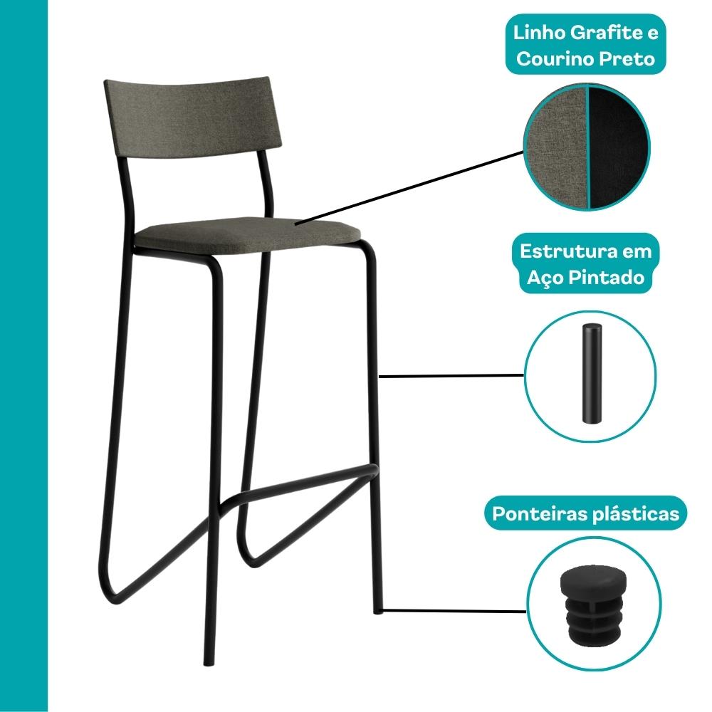 Ilha de Cozinha Milla e Banquetas Carraro Nogal Preto