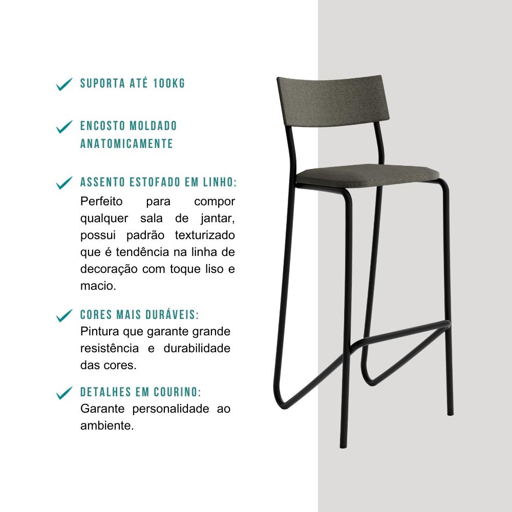 Kit 2 Banquetas Altas Cozinha Balcão 1747 Carraro Preto