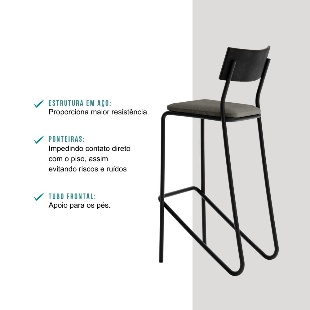 Kit 2 Banquetas Altas Cozinha Balcão 1747 Carraro Preto