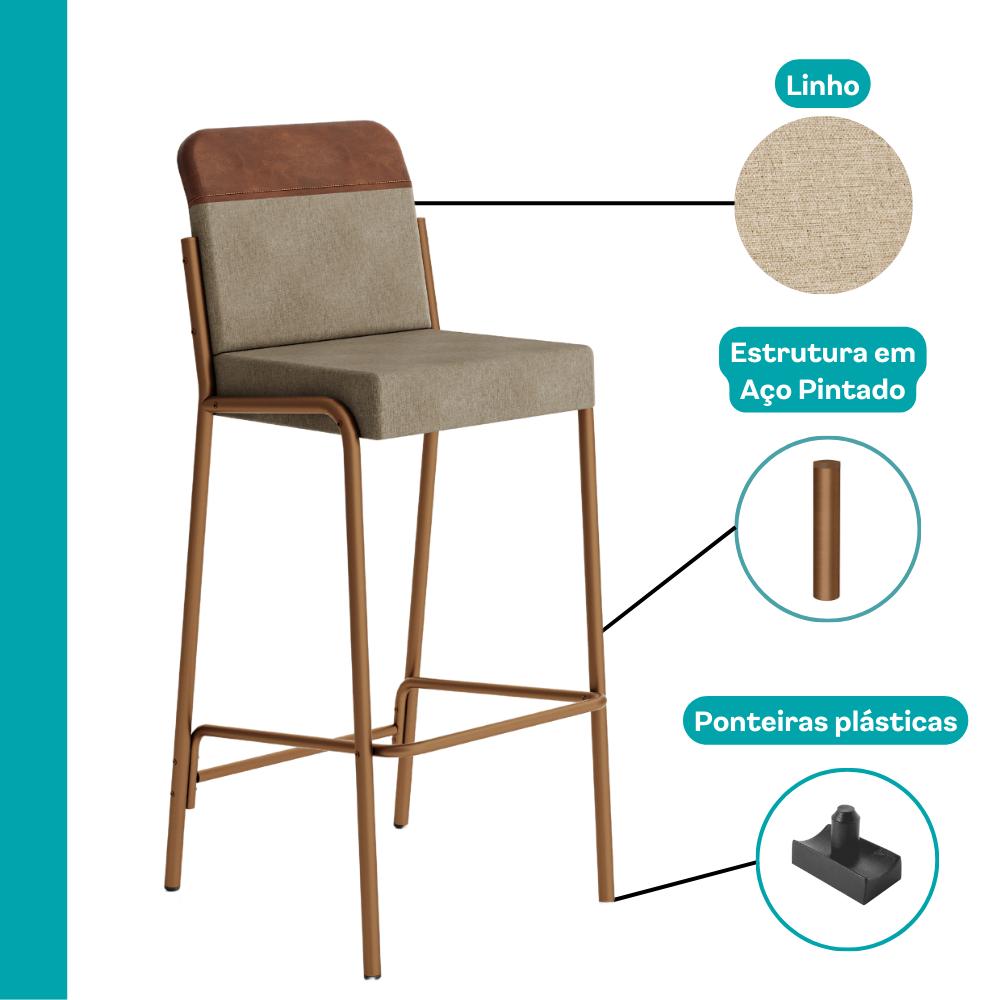 Kit 2 Banquetas Altas Duo Carraro Areia e Rosê