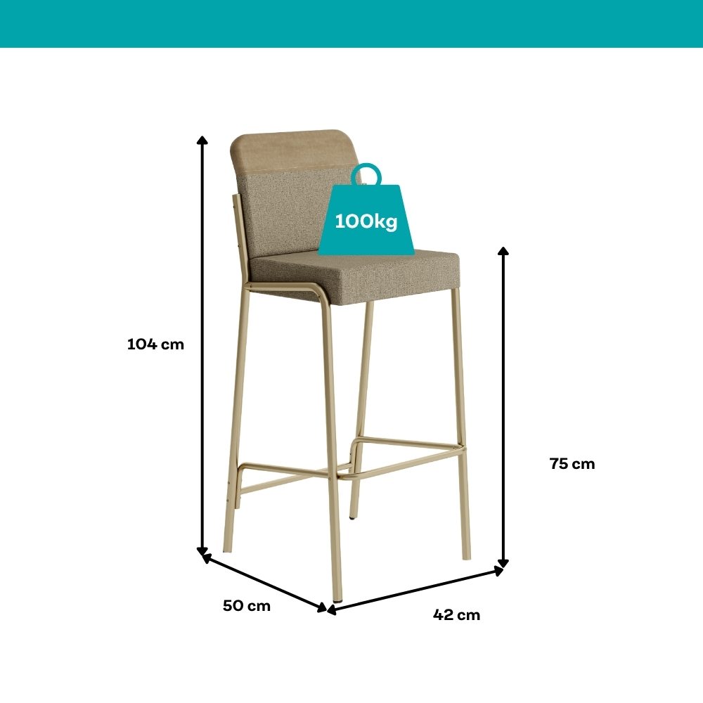 Kit 2 Banquetas Altas Duo Carraro Bamboo e Dourado