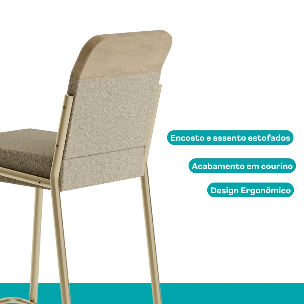 Kit 2 Banquetas Altas Duo Carraro Bamboo e Dourado