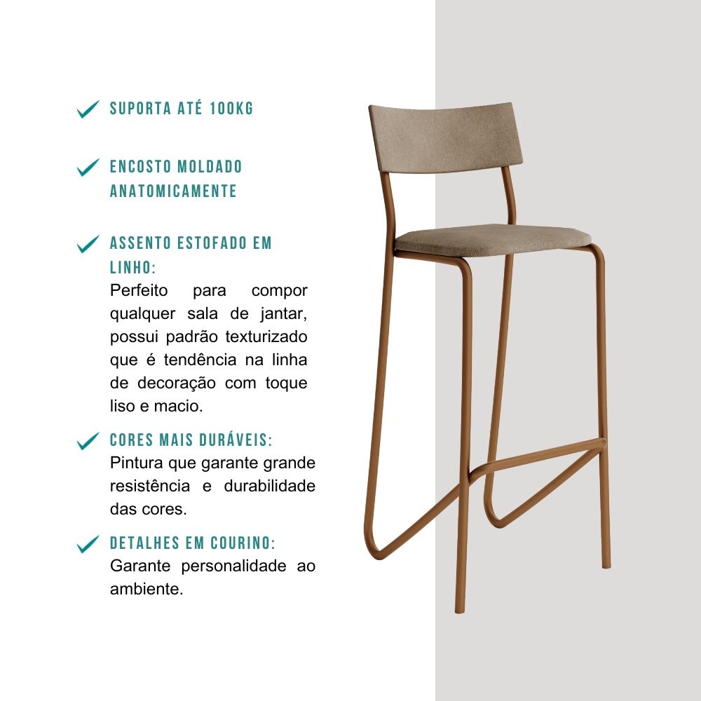 Kit 3 Banquetas Altas Cozinha Balcão 1747 Carraro Areia Rose