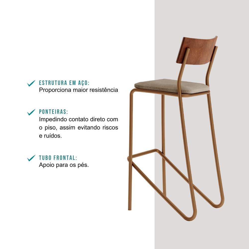 Kit 3 Banquetas Altas Cozinha Balcão 1747 Carraro Areia Rose