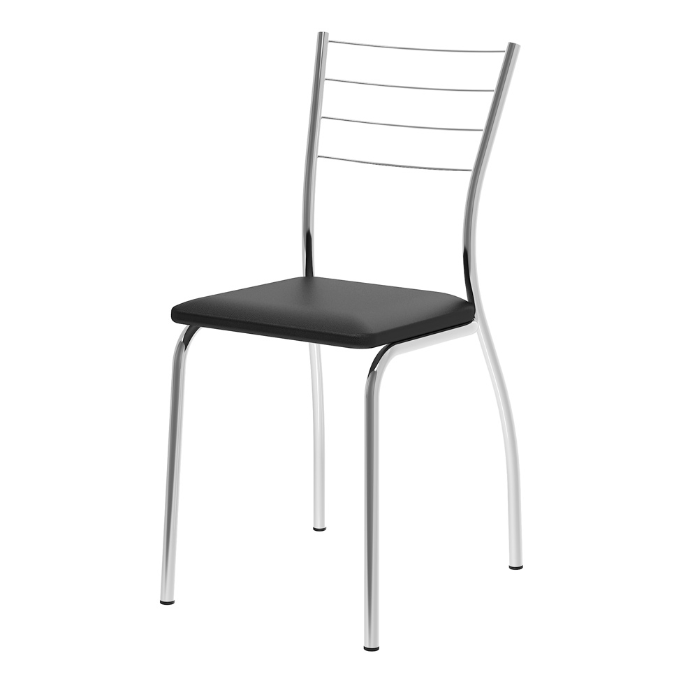 Conjunto com 2 Cadeiras Lucineia Preto e Cromado