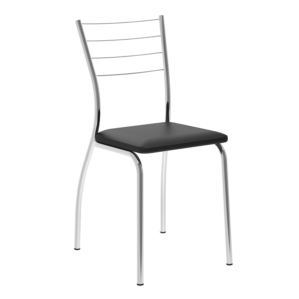 Conjunto com 2 Cadeiras Lucineia Preto e Cromado