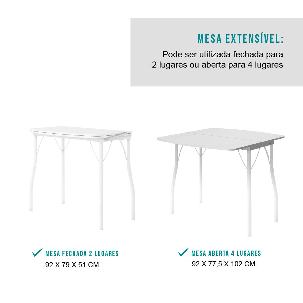 Mesa Dobrável Tampo Branco Tubos Brancos Carraro