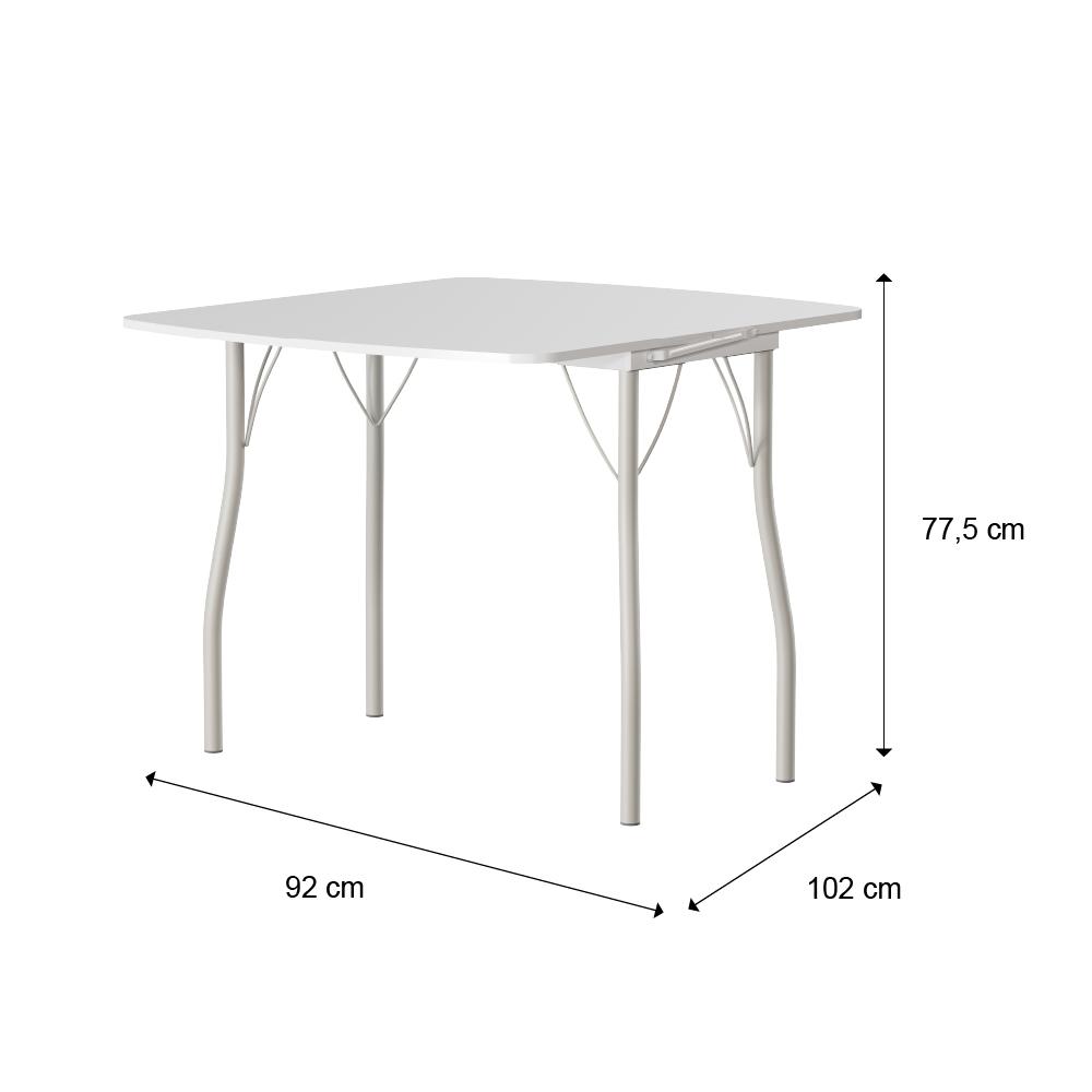 Mesa Dobrável Tampo Branco Tubos Prata 216 Carraro