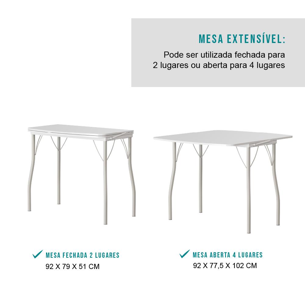 Mesa Dobrável Tampo Branco Tubos Prata 216 Carraro