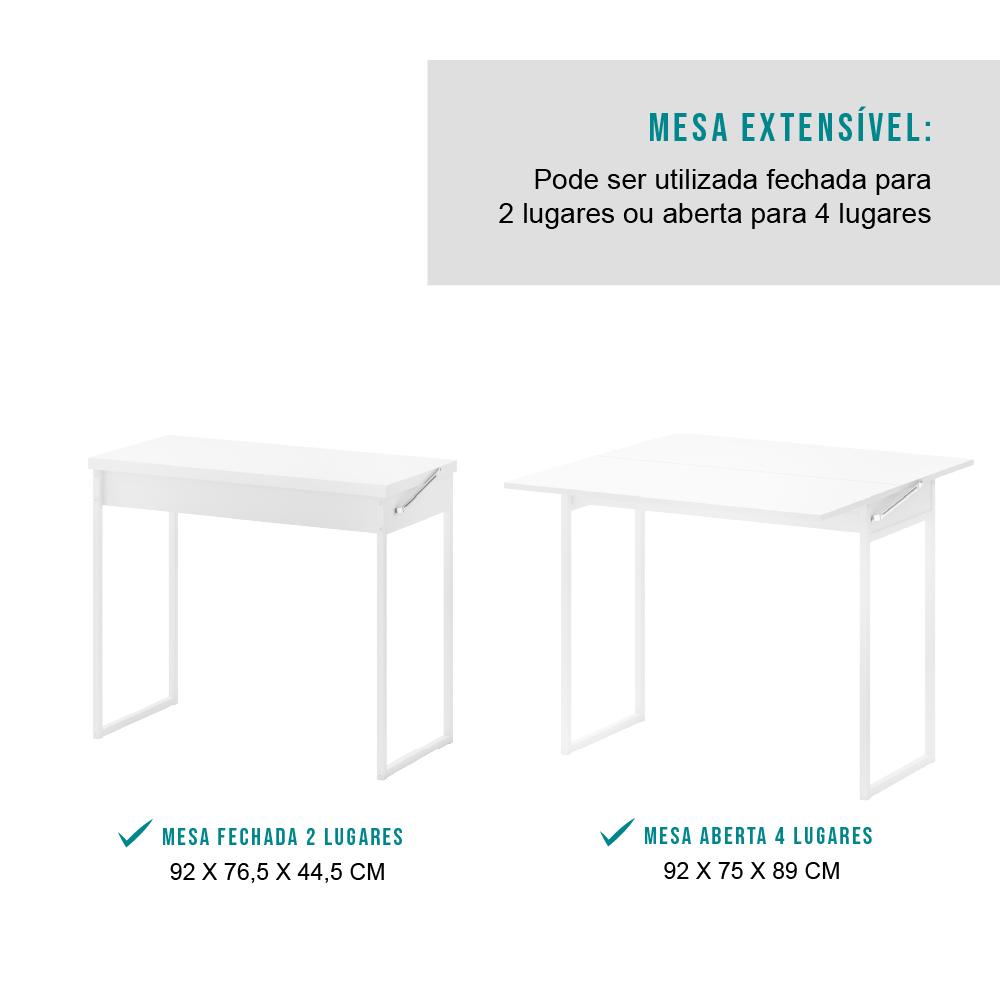 Mesa Dobrável para até 4 Lugares Branca Carraro