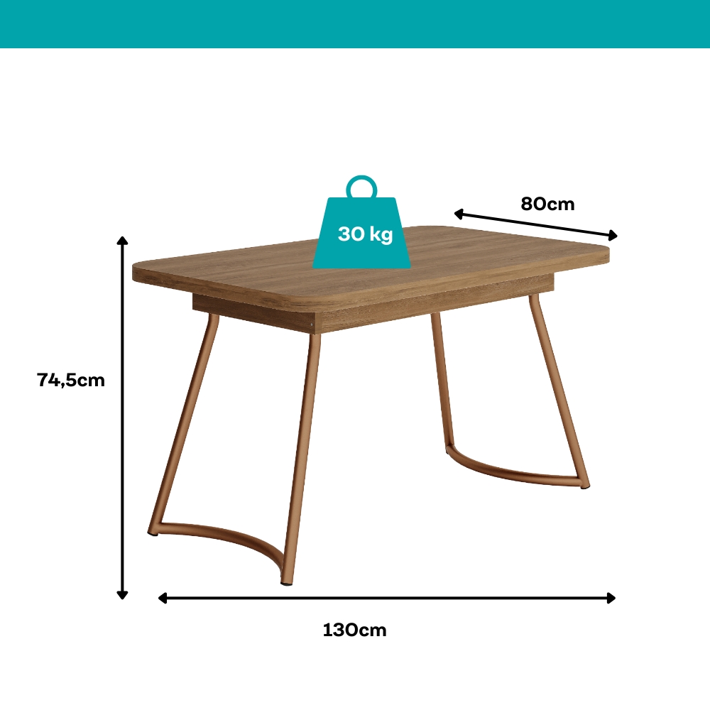 Mesa Toscana 4 lugares Carraro Nogal c/ Rosê