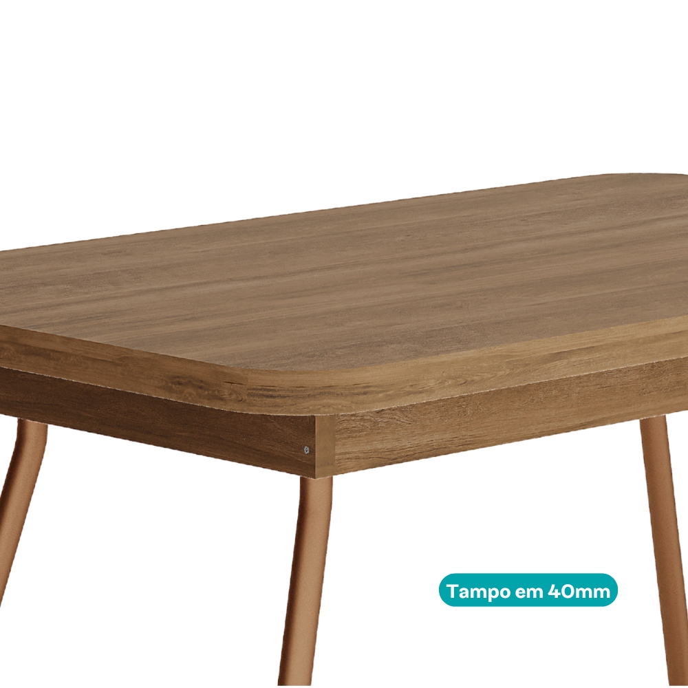 Mesa Toscana 4 lugares Carraro Nogal c/ Rosê