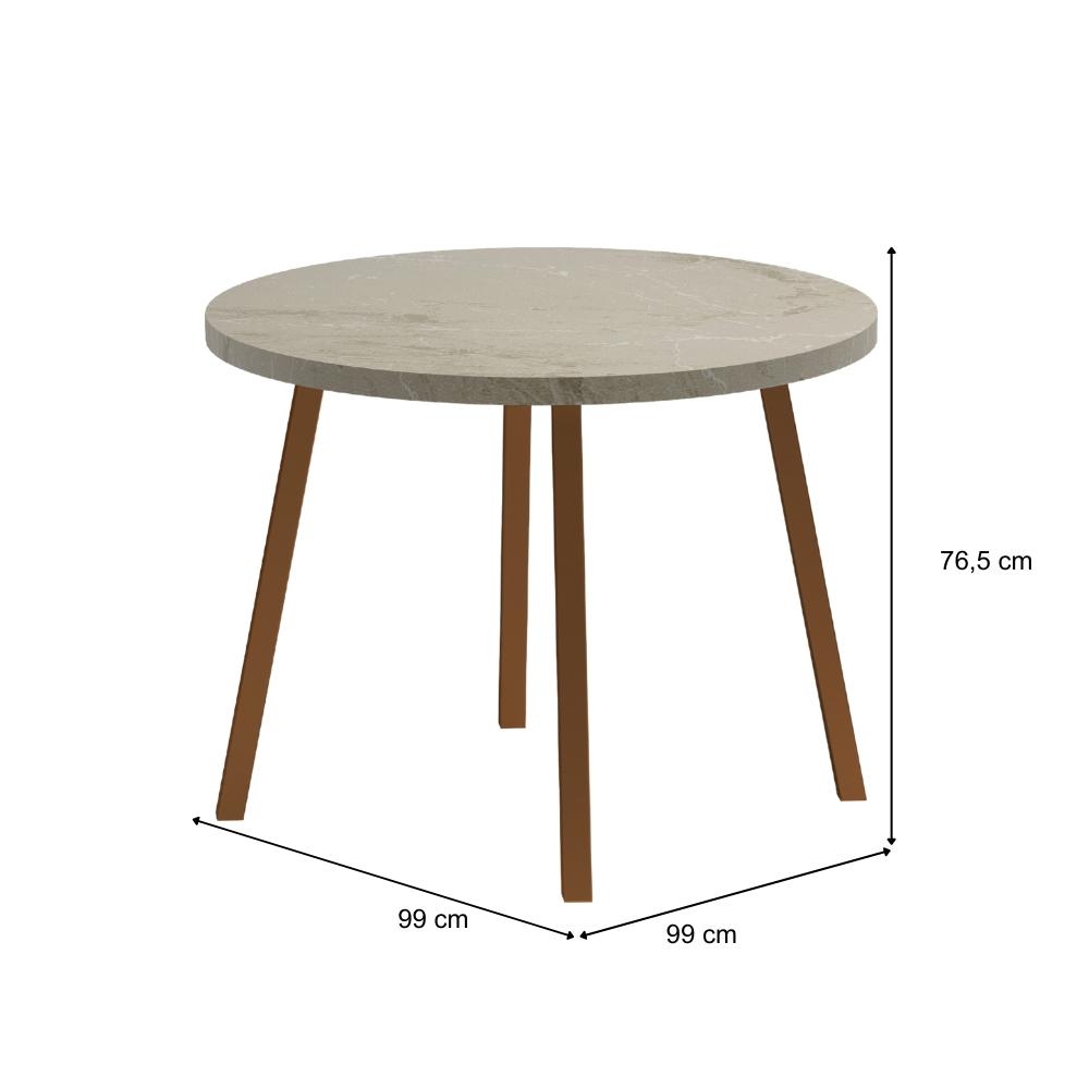 Mesa de Jantar 4 Lug Redonda 99cm Stellar Carraro Pet Ros