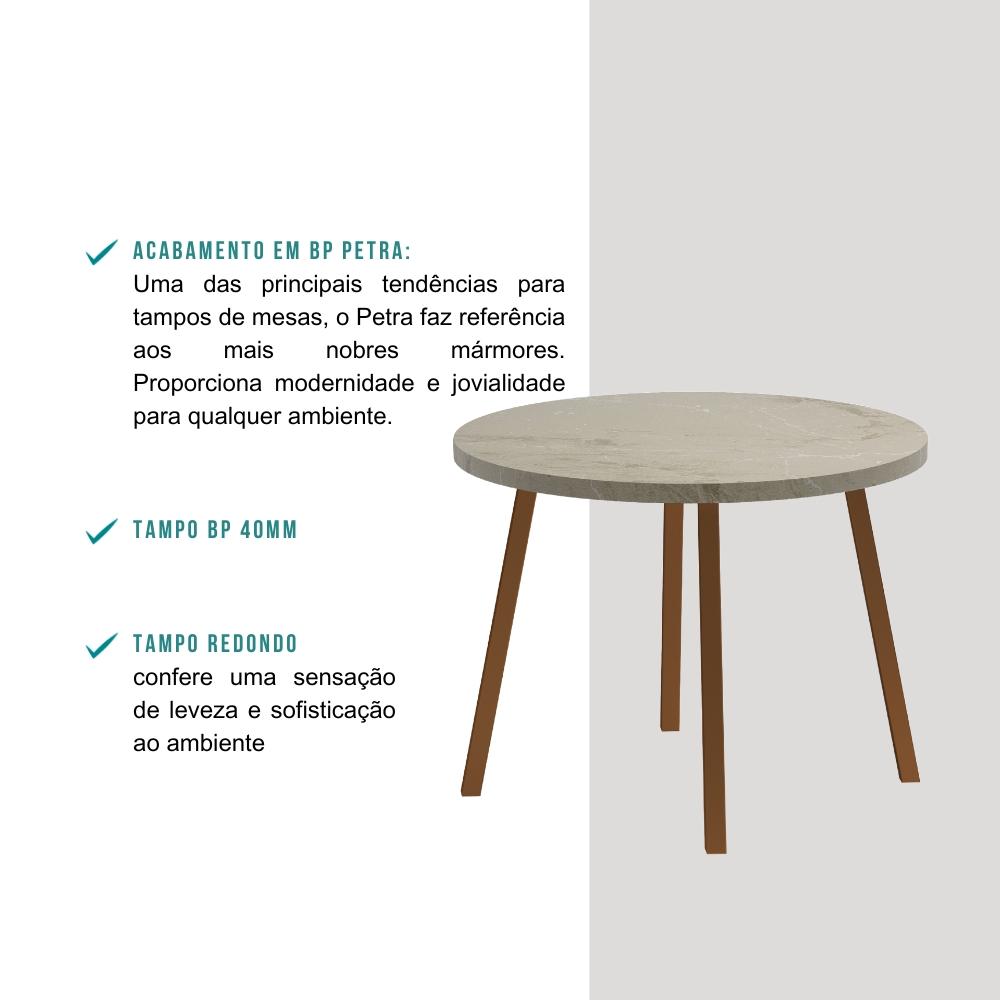 Mesa de Jantar 4 Lug Redonda 99cm Stellar Carraro Pet Ros