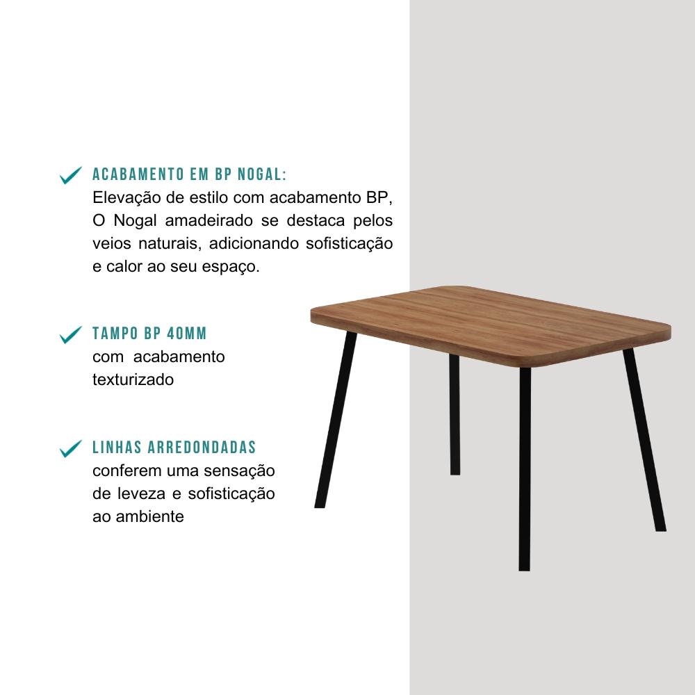 Mesa de Jantar 4 Lug Retangular 1,2m Stellar Carraro Nog Pre
