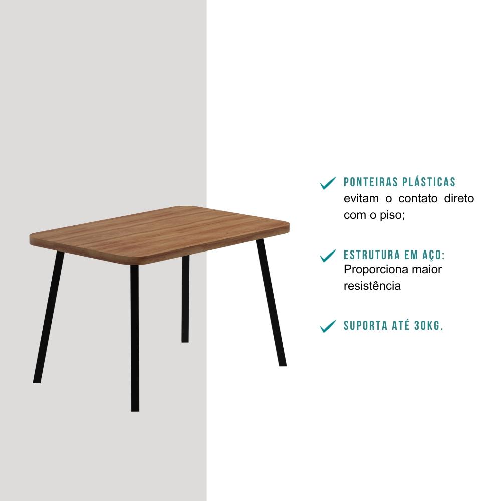 Mesa de Jantar 4 Lug Retangular 1,2m Stellar Carraro Nog Pre