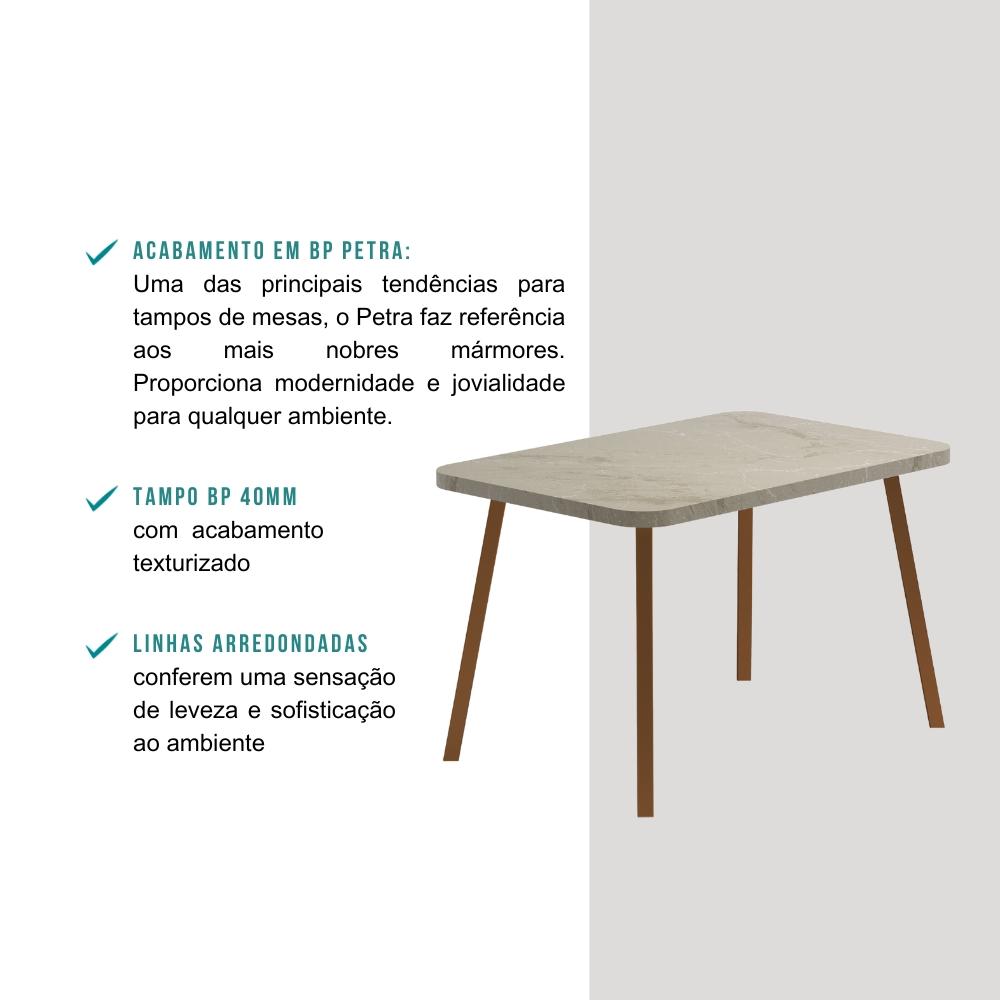 Mesa de Jantar 4 Lug Retangular 1,2m Stellar Carraro Pet Ros