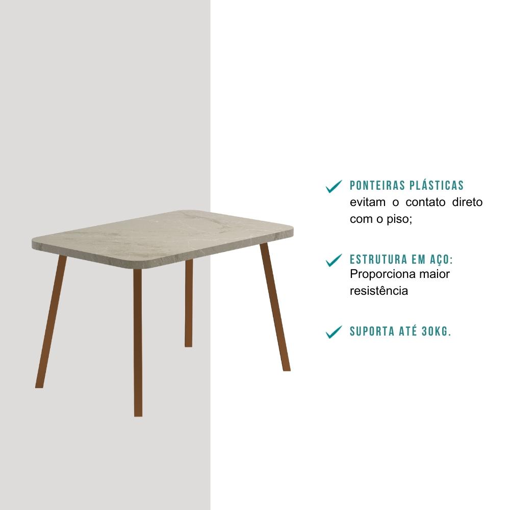 Mesa de Jantar 4 Lug Retangular 1,2m Stellar Carraro Pet Ros