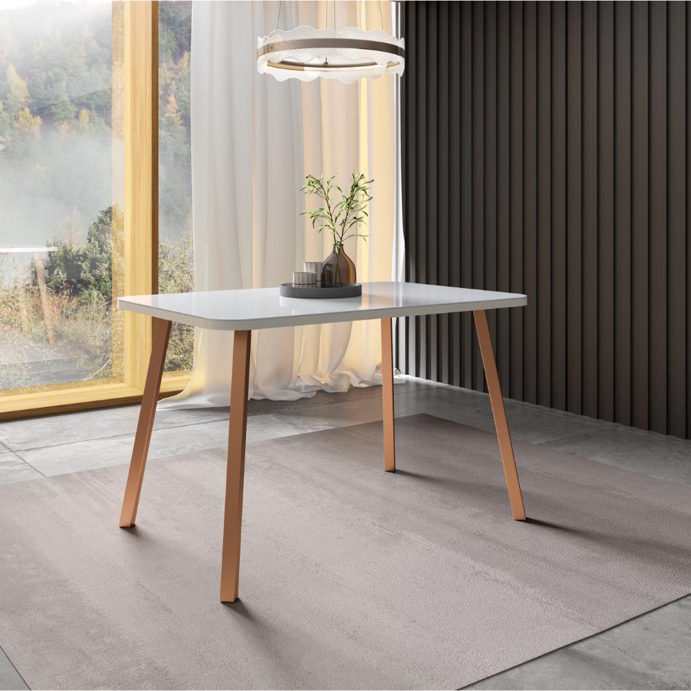Mesa de Jantar 4 Lugares Retangular 1,19m 1602 Carraro Off White com Gelo