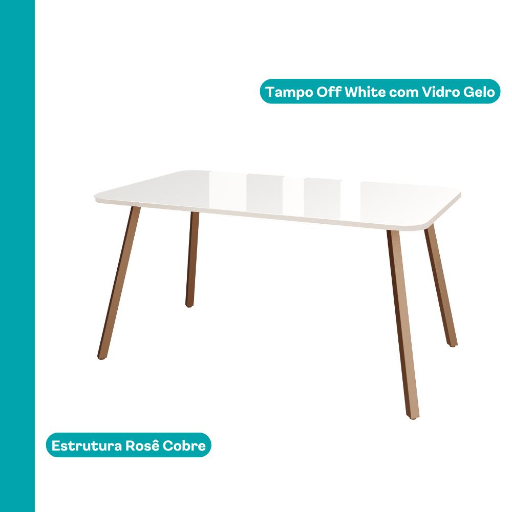 Mesa de Jantar 4 Lugares Retangular 1,19m 1602 Carraro Off White com Gelo