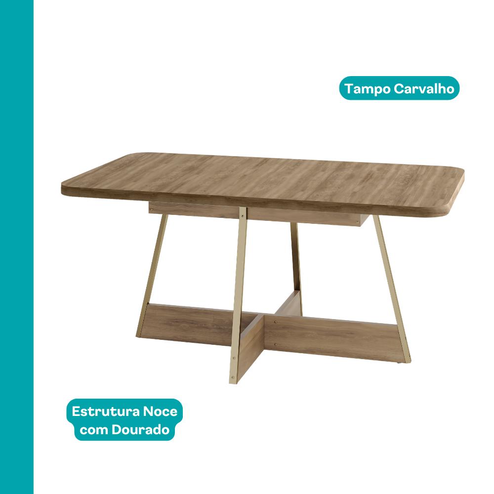 Mesa de Jantar 6 Lugares Retangular 1,60m 1592 Carraro Carvalho