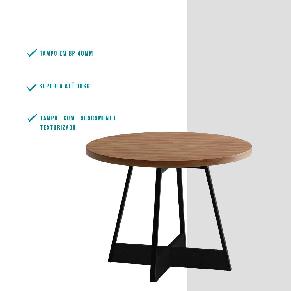 Mesa de Jantar Redonda 1 m Átria 1594 Carraro Nogal/Preto