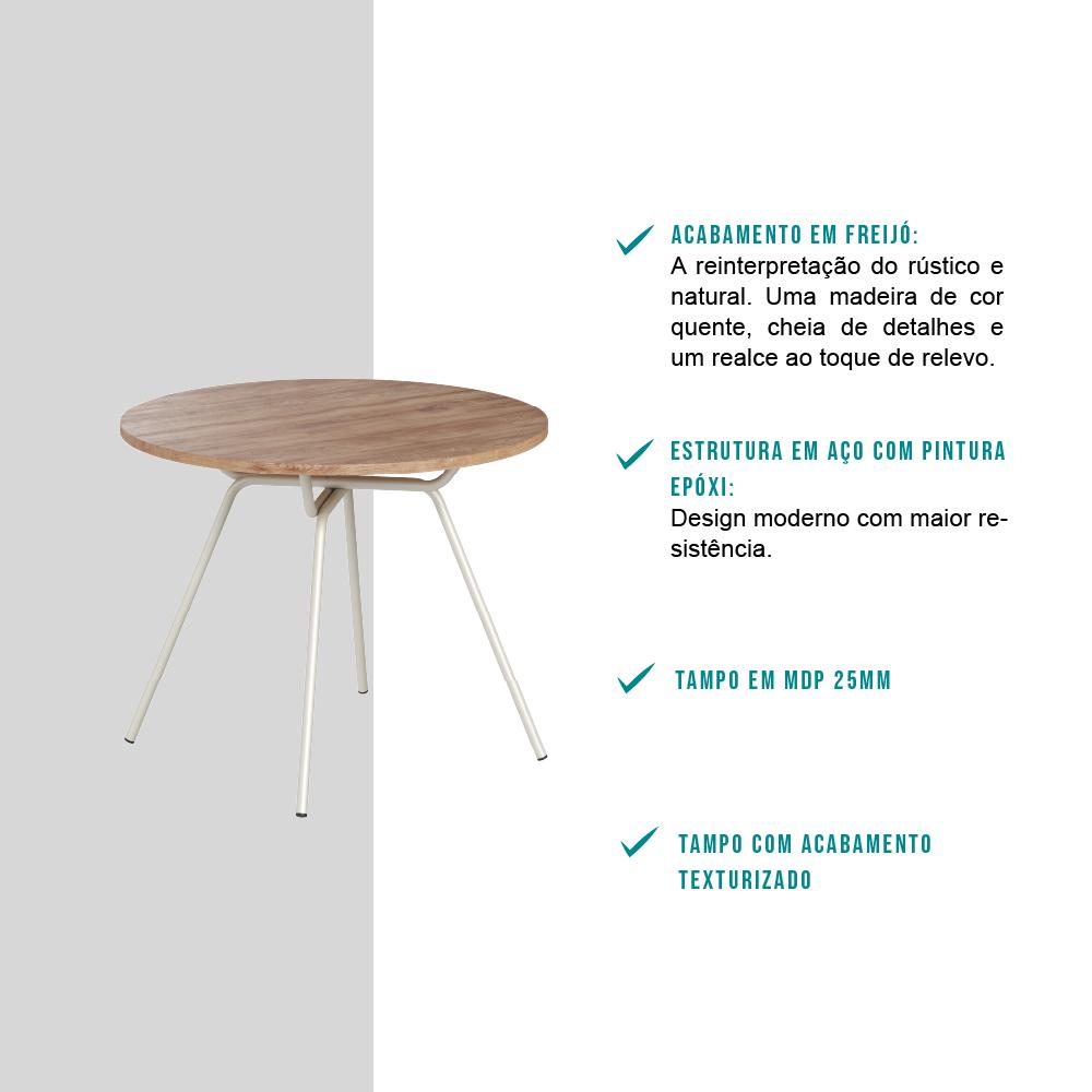 Mesa de Jantar Redonda 1m 1588 Carraro Freijó/Prata