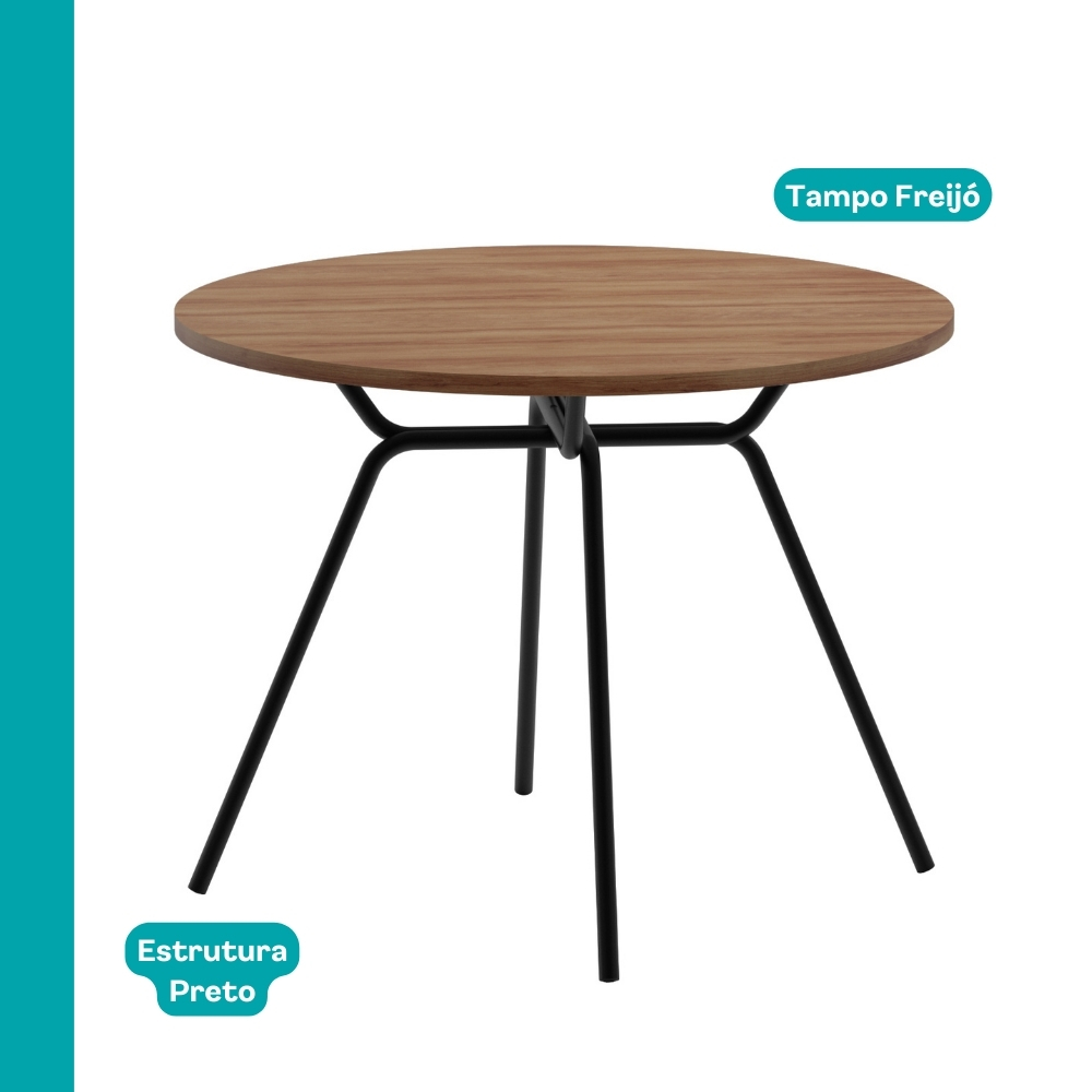 Mesa de Jantar Redonda 1m 1588 Carraro Freijó/Preto