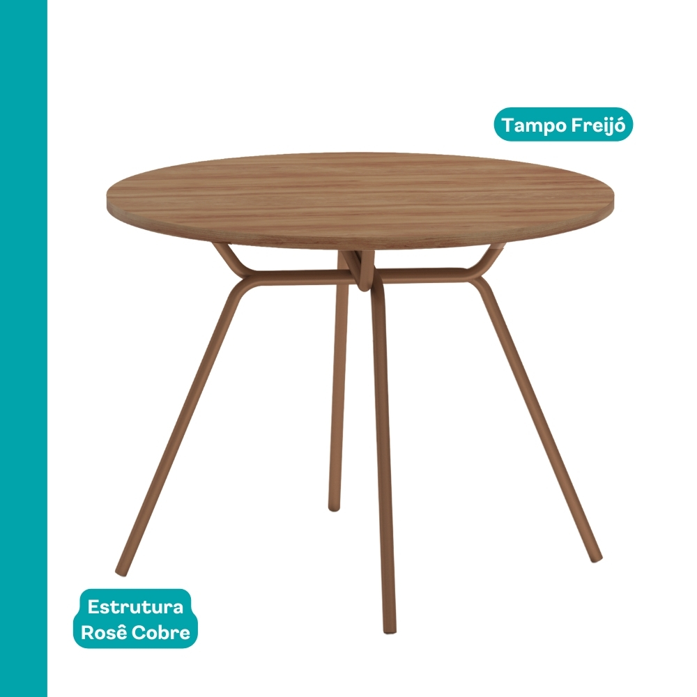 Mesa de Jantar Redonda 1m 1588 Carraro Freijó/Rose