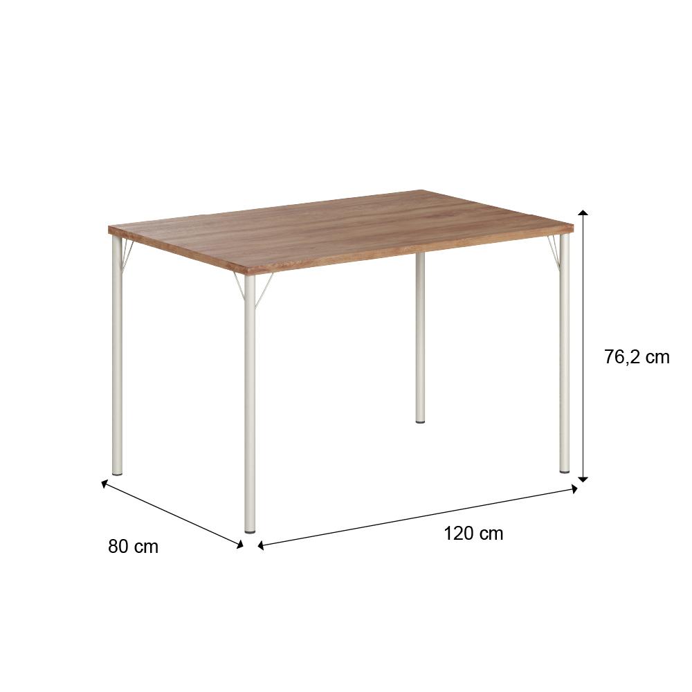 Mesa de Jantar Retangular 1,2m 1586 Carraro Freijó/Prata
