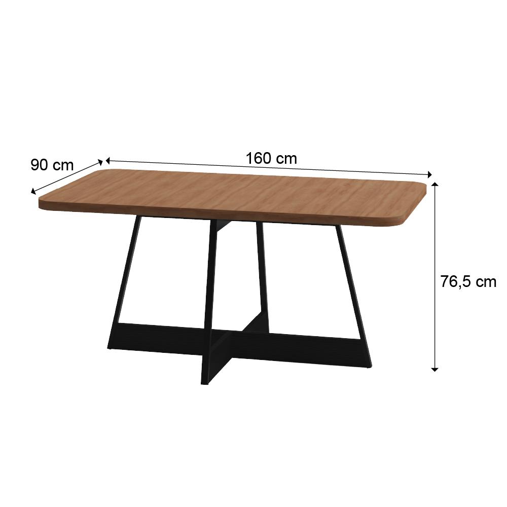 Mesa de Jantar Retangular 1,6 m Átria 1592 Carraro Nogal/Preto