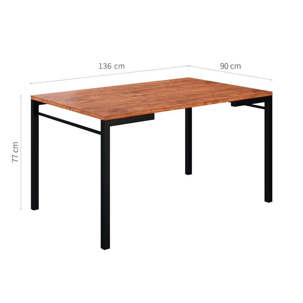 Mesa de Jantar Retangular Chaplin Marrom e Preta 136 cm