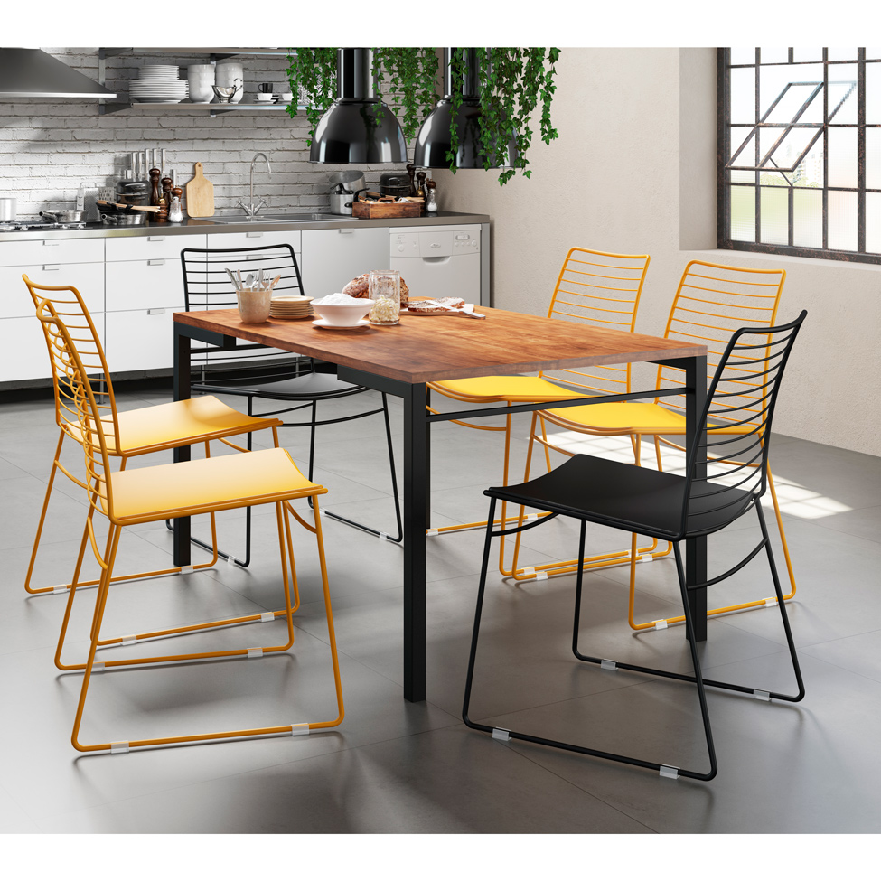 Mesa de Jantar Retangular Chaplin Marrom e Preta 136 cm