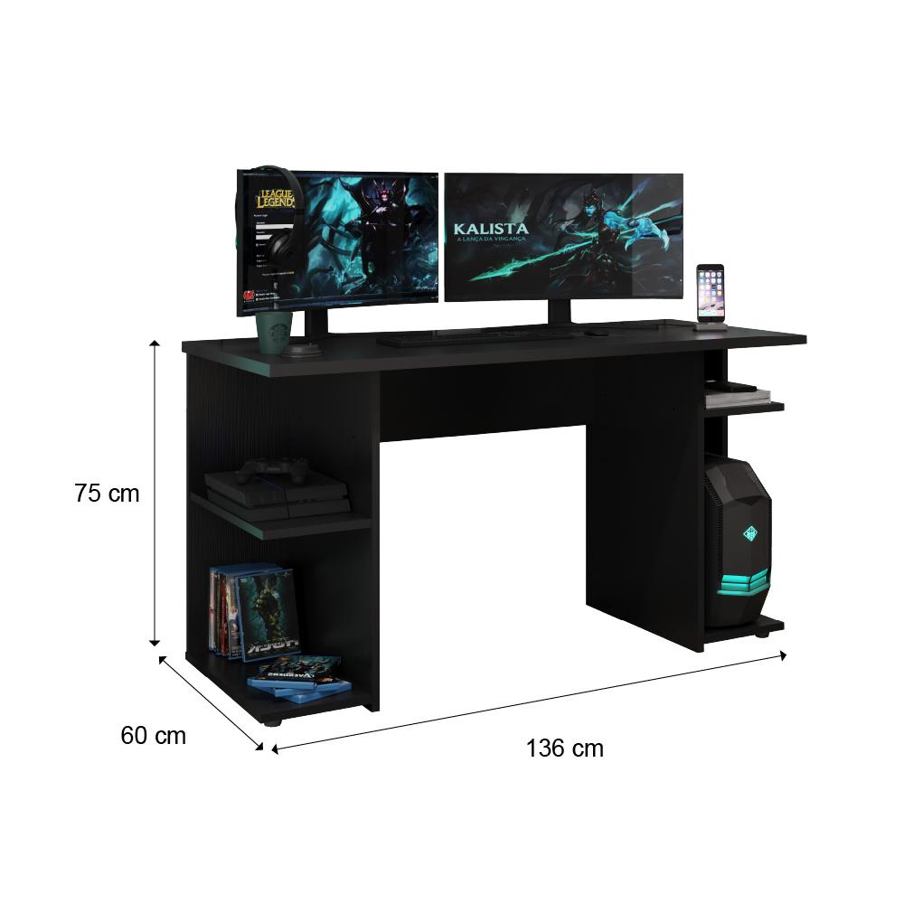 Mesa para Computador Gamer e Painel para TV até 55 Polegadas Preto Carraro