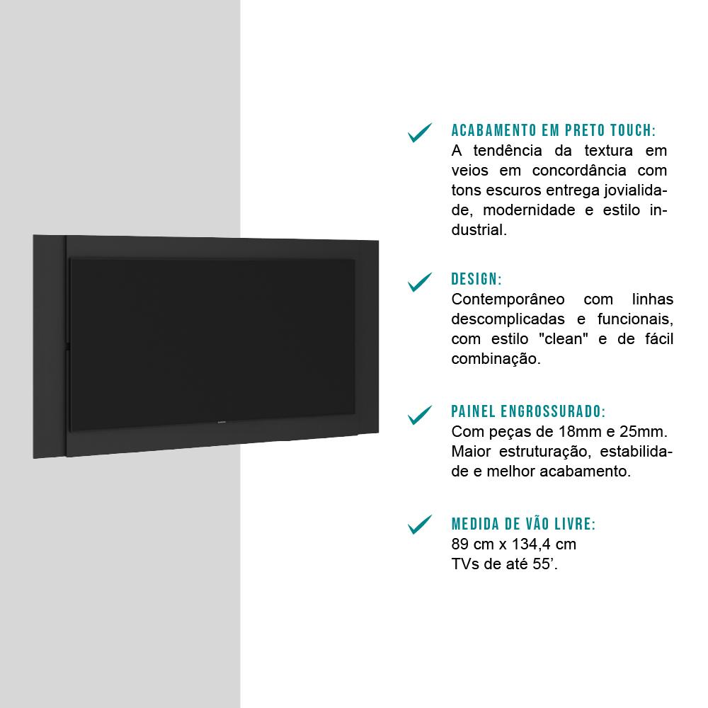 Mesa para Computador Gamer e Painel para TV até 55 Polegadas Preto Carraro