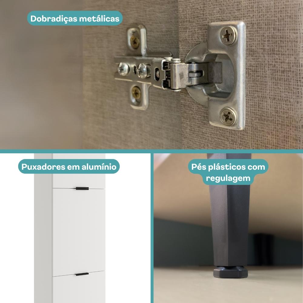 Paneleiro Miami 3 Portas 5 Prateleiras Carraro Branco