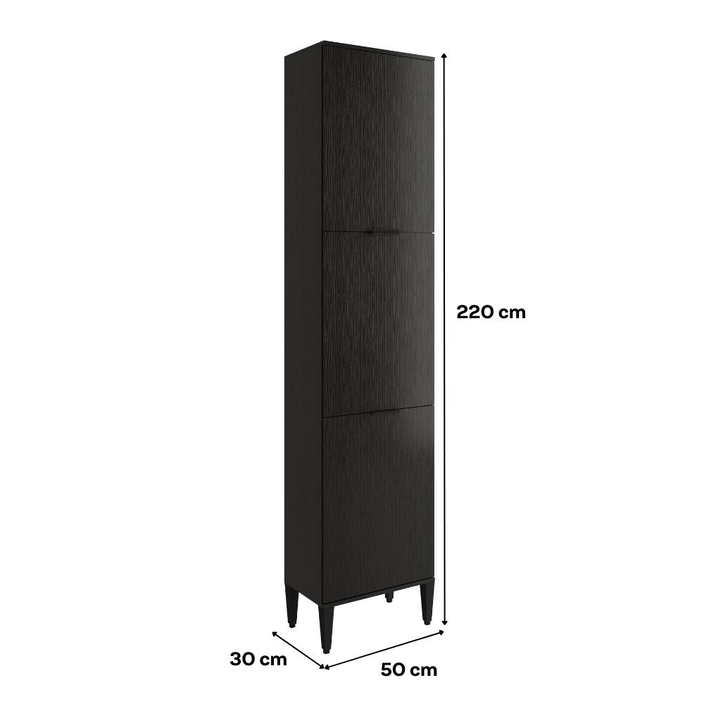 Paneleiro Miami 3 Portas 5 Prateleiras Carraro Preto Touch