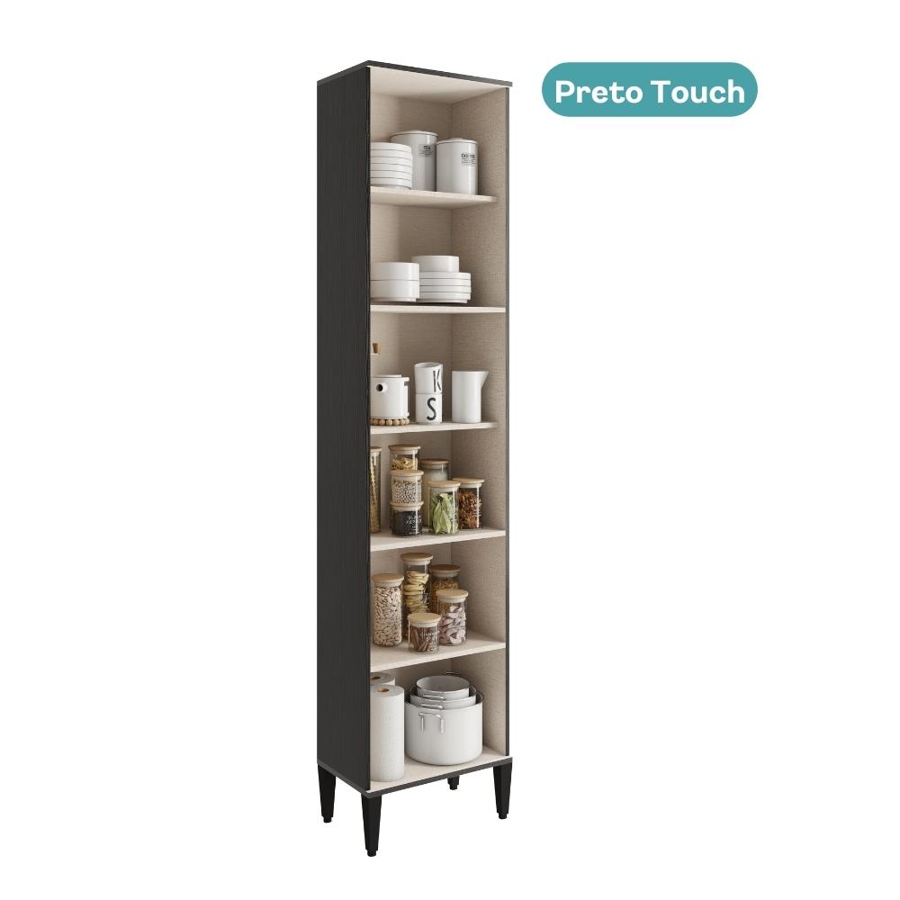 Paneleiro Miami 3 Portas 5 Prateleiras Carraro Preto Touch