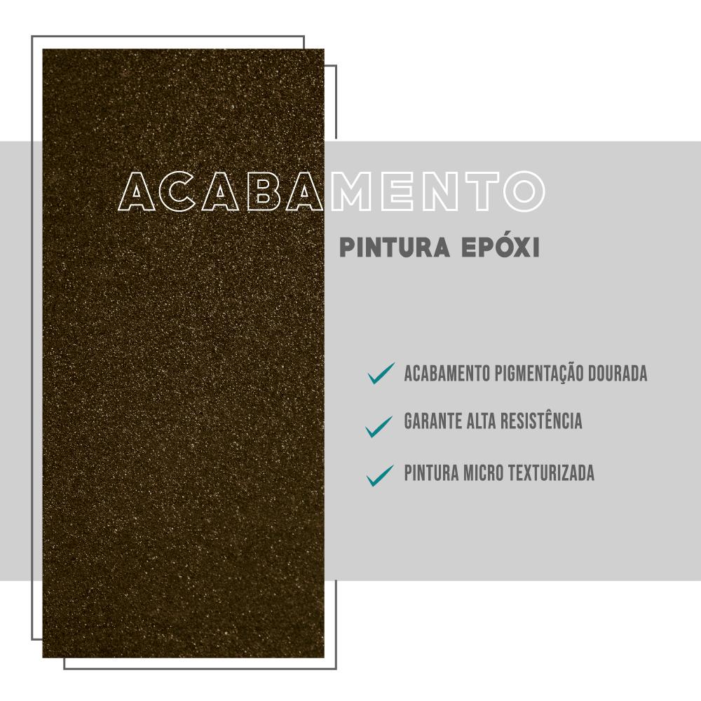 Puff Grande Bege com Bandeja Tubos Ouro Velho Carraro