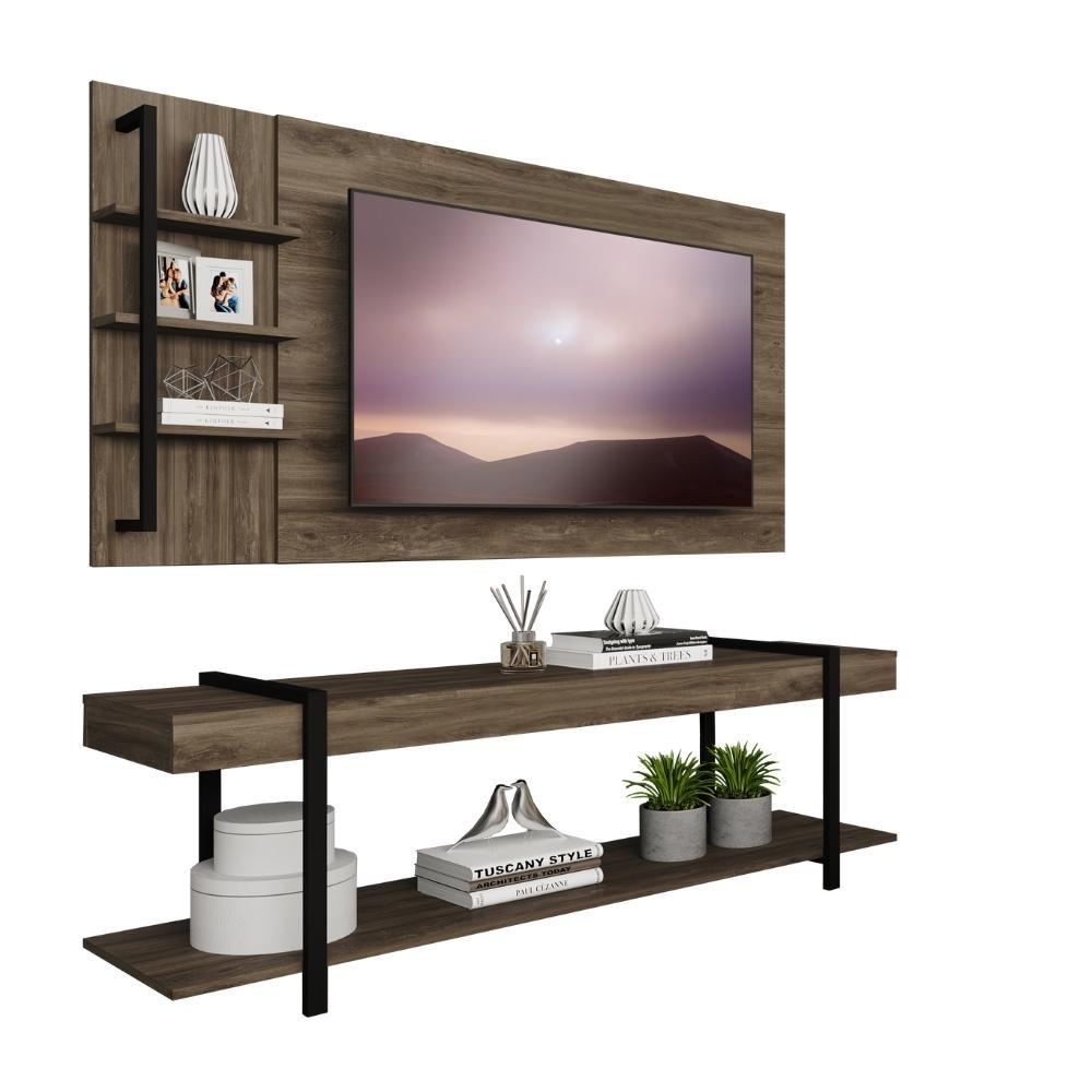 Rack c/ Painel para Tv até 50' Ohio Carraro - Legno/Preto