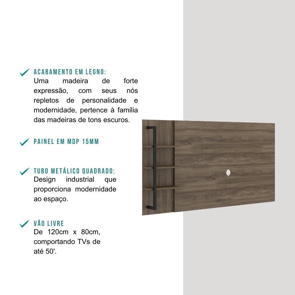 Rack c/ Painel para Tv até 50' Ohio Carraro - Legno/Preto