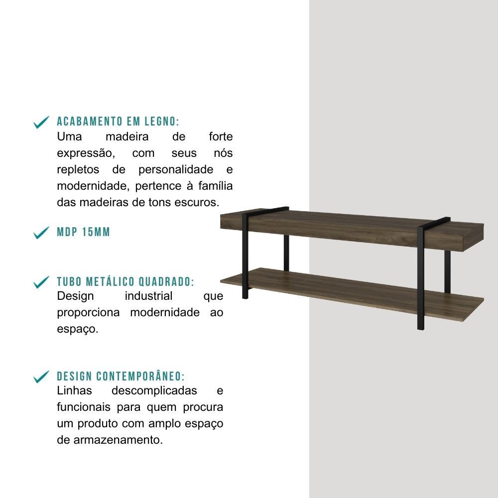 Rack c/ Painel para Tv até 50' Ohio Carraro - Legno/Preto