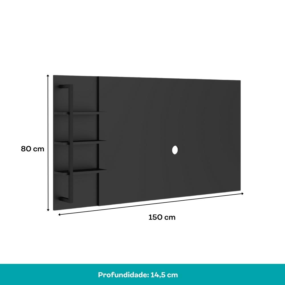 Rack c/ Painel para Tv até 50' Ohio Carraro - Preto/Preto