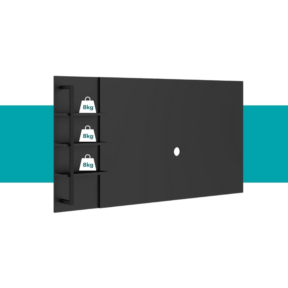 Rack c/ Painel para Tv até 50' Ohio Carraro - Preto/Preto