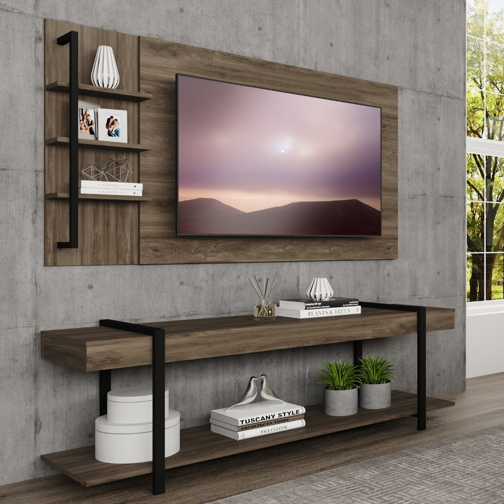 Rack c/ Painel para Tv até 50' Ohio Carraro Legno/Preto