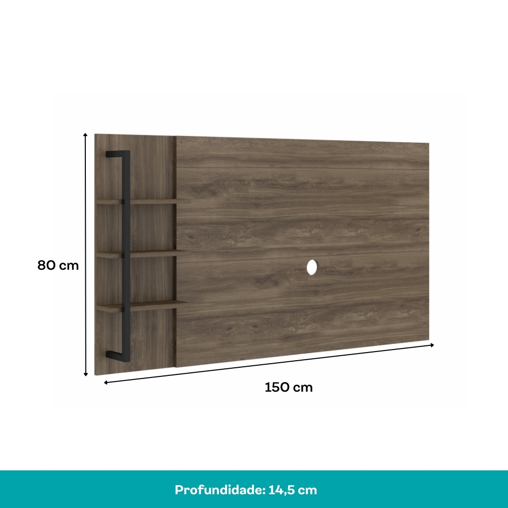 Rack c/ Painel para Tv até 50' Ohio Carraro Legno/Preto