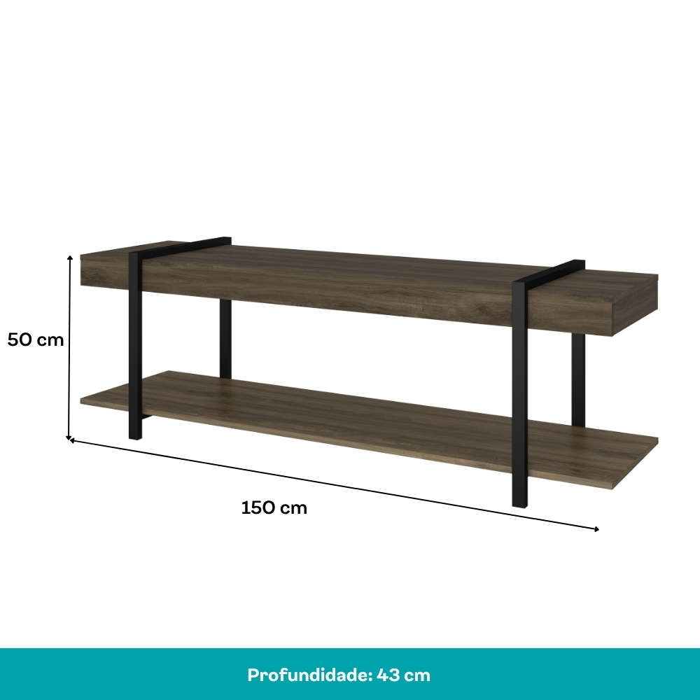 Rack c/ Painel para Tv até 50' Ohio Carraro Legno/Preto